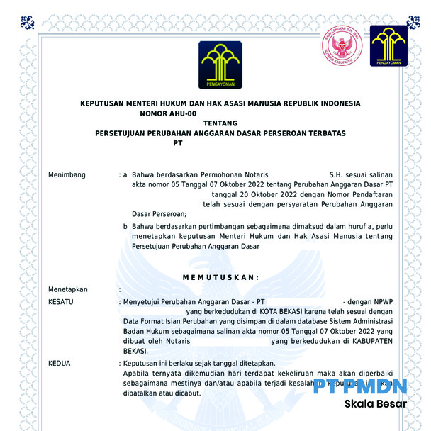 Pengurusan Izin Legalitas Usaha PT PMDN Skala Besar